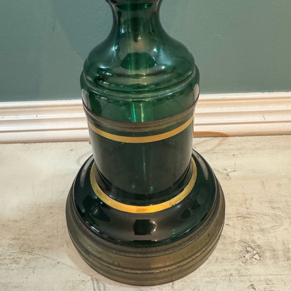 Pair of blown glass first quarter 20th century emerald green decoration w gilt - Picture 5 of 9